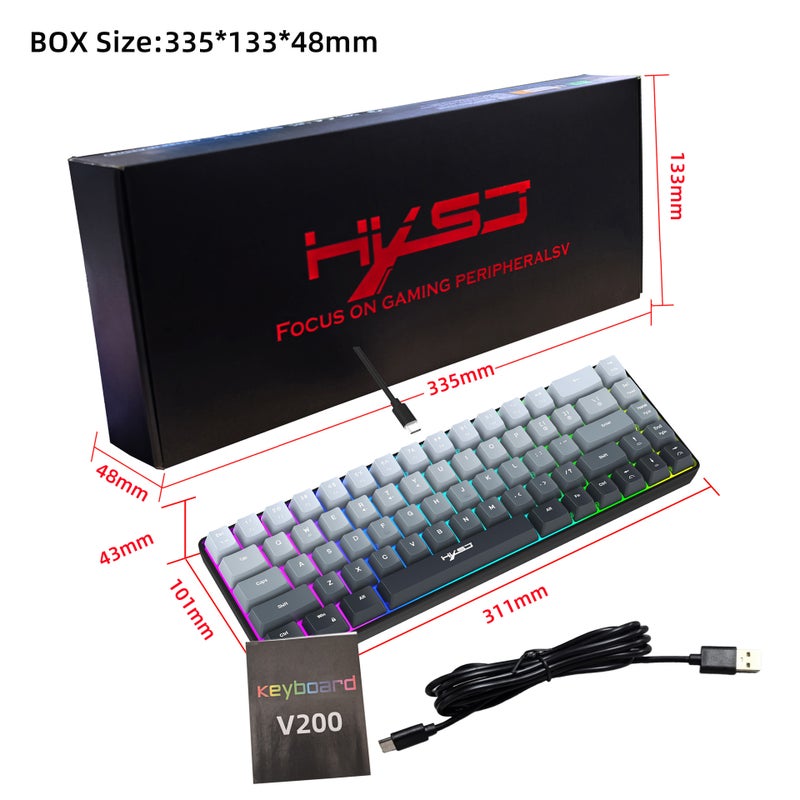 68 Key Gradient Wired Film Keyboard 25 Key Conflict-Free Two-Color Injection Keycap Rgb Backlight - Image 1